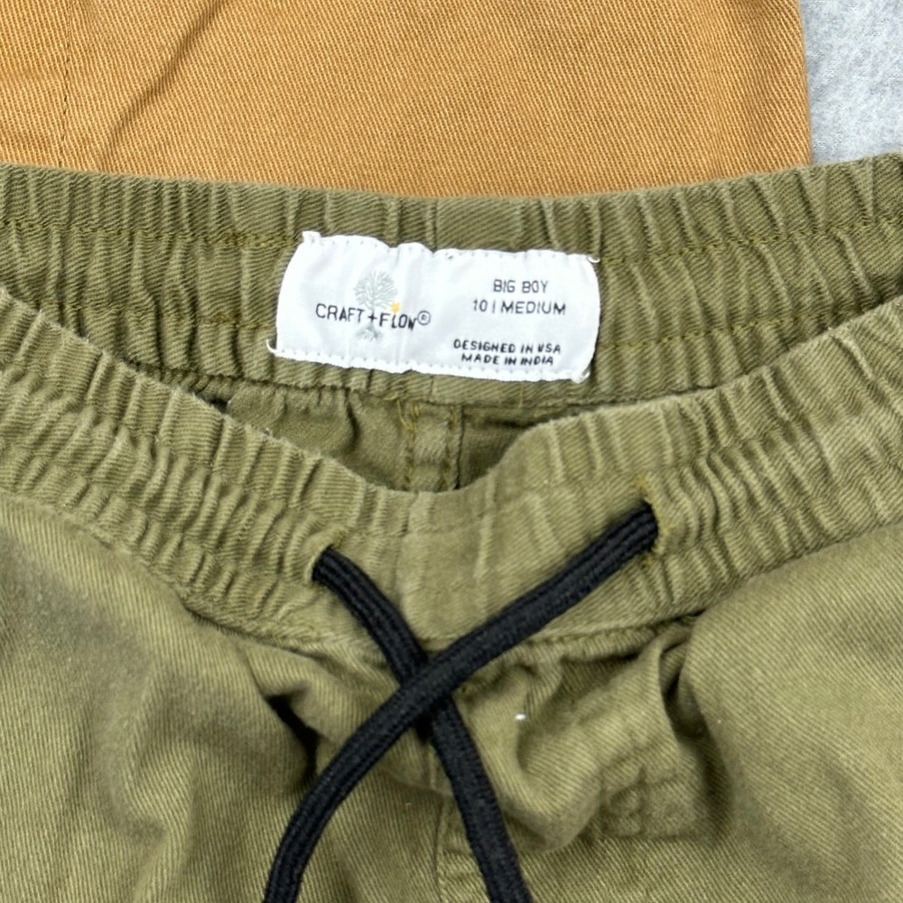 Craft‎ + Flow Street Rules Boys Shorts Bundle Olive Brown Sz 8 10 Elastic Waist - Picture 2 of 11